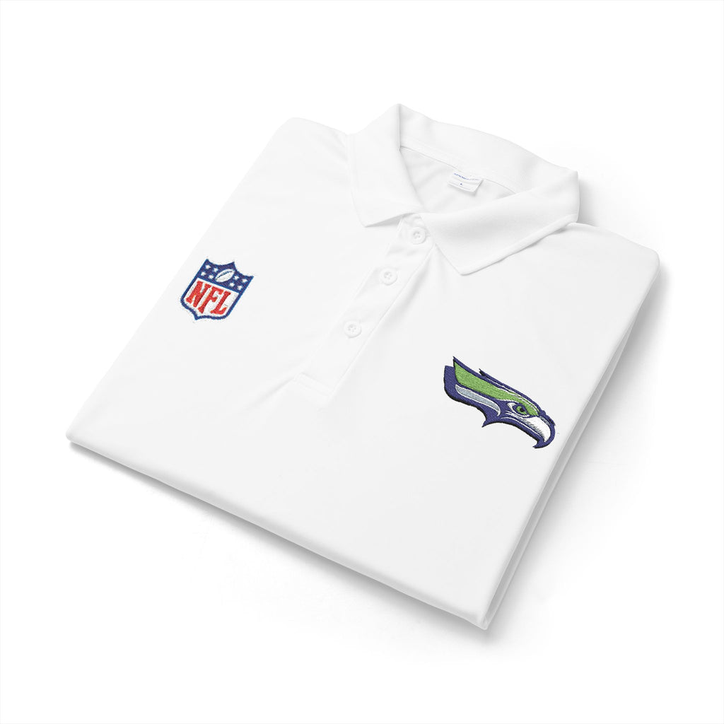 Seahawks Embroidered Polo Shirt — NFL Logo Performance Golf Polo