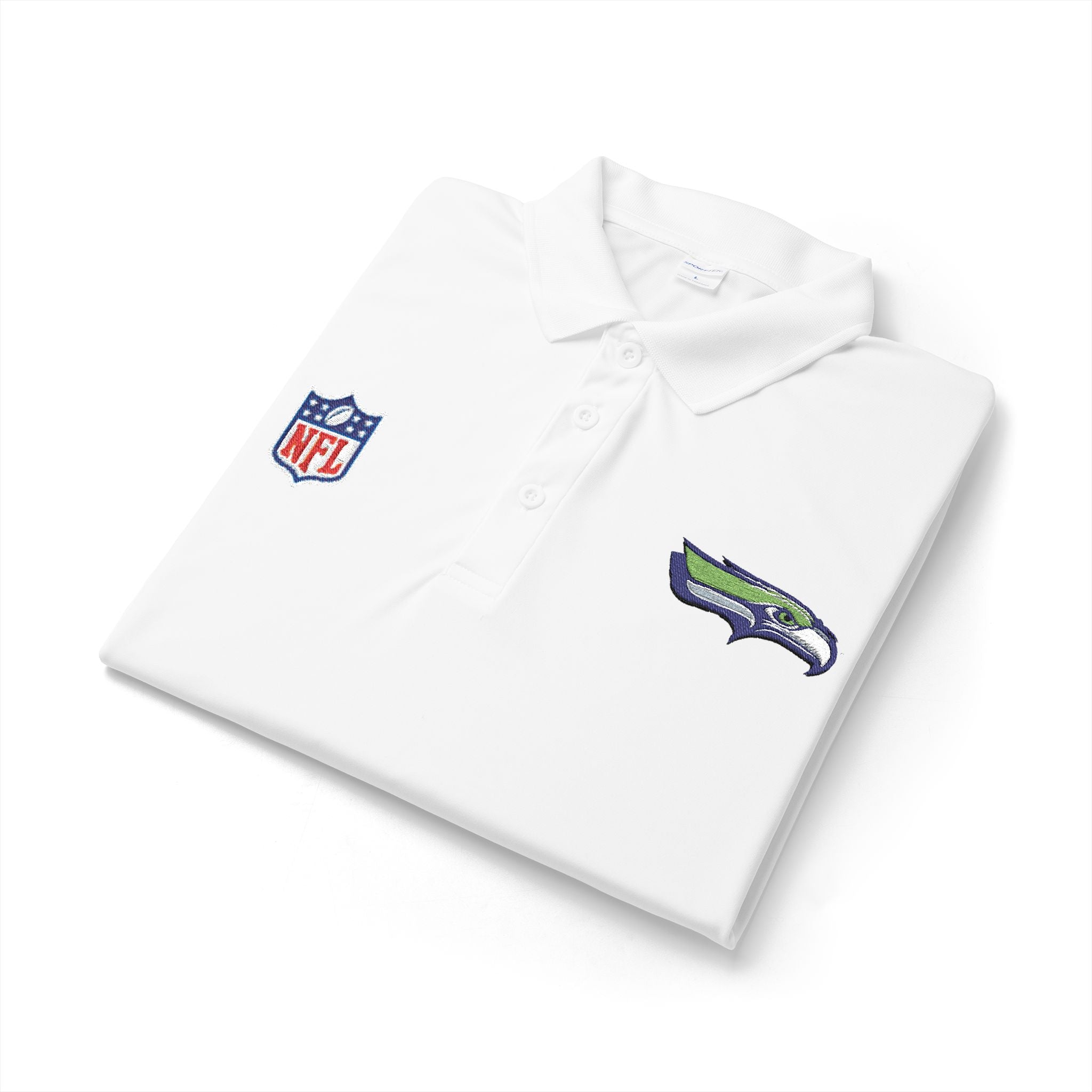 Seahawks Embroidered Polo Shirt — NFL Logo Performance Golf Polo