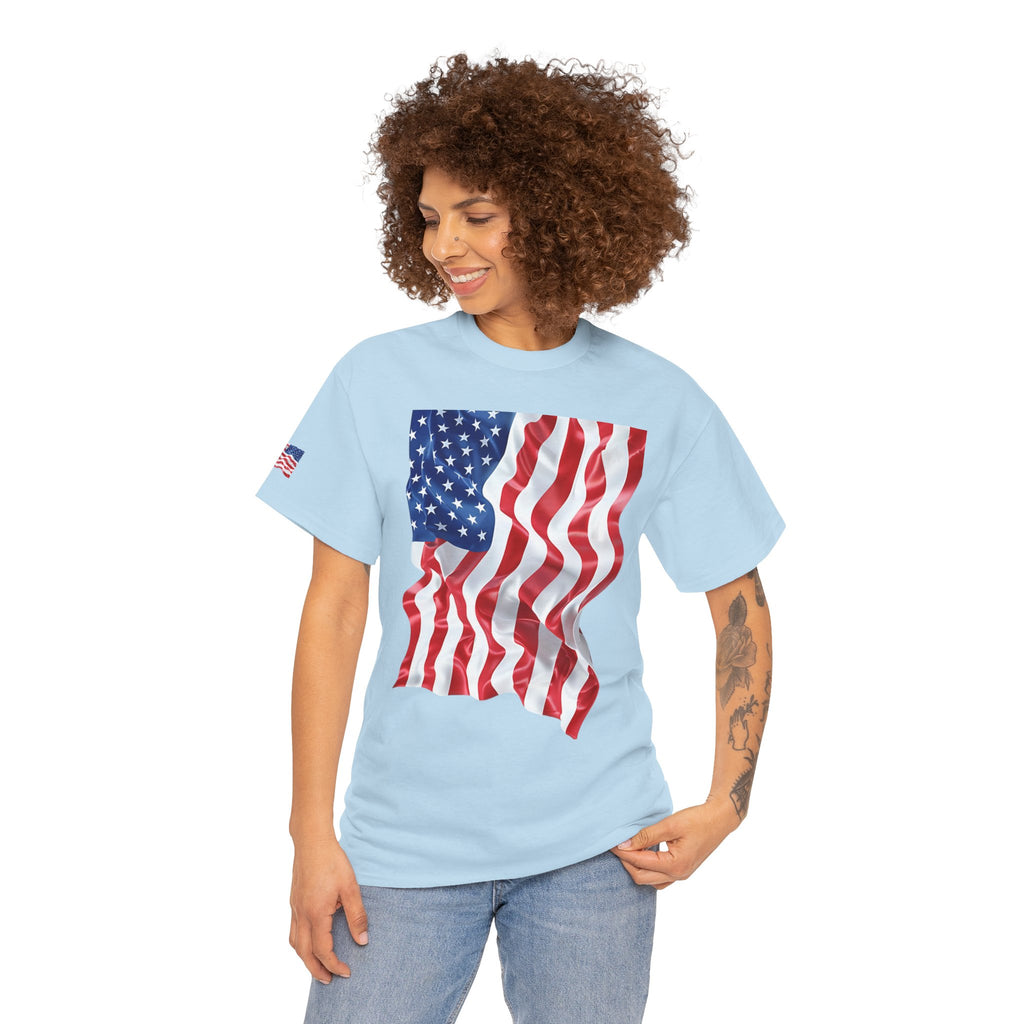American Flag T-Shirt — Waving USA Graphic Tee (Fourth of July, Memorial Day)