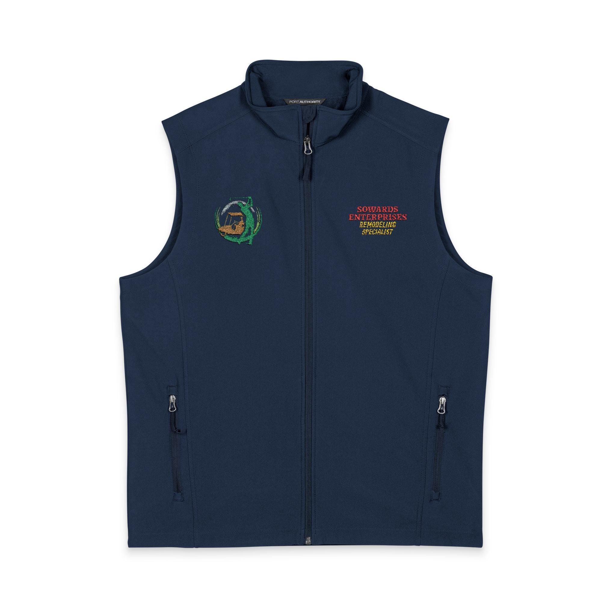Mens Soft Shell Vest — Tropical Floral Patch Embroidered Chest