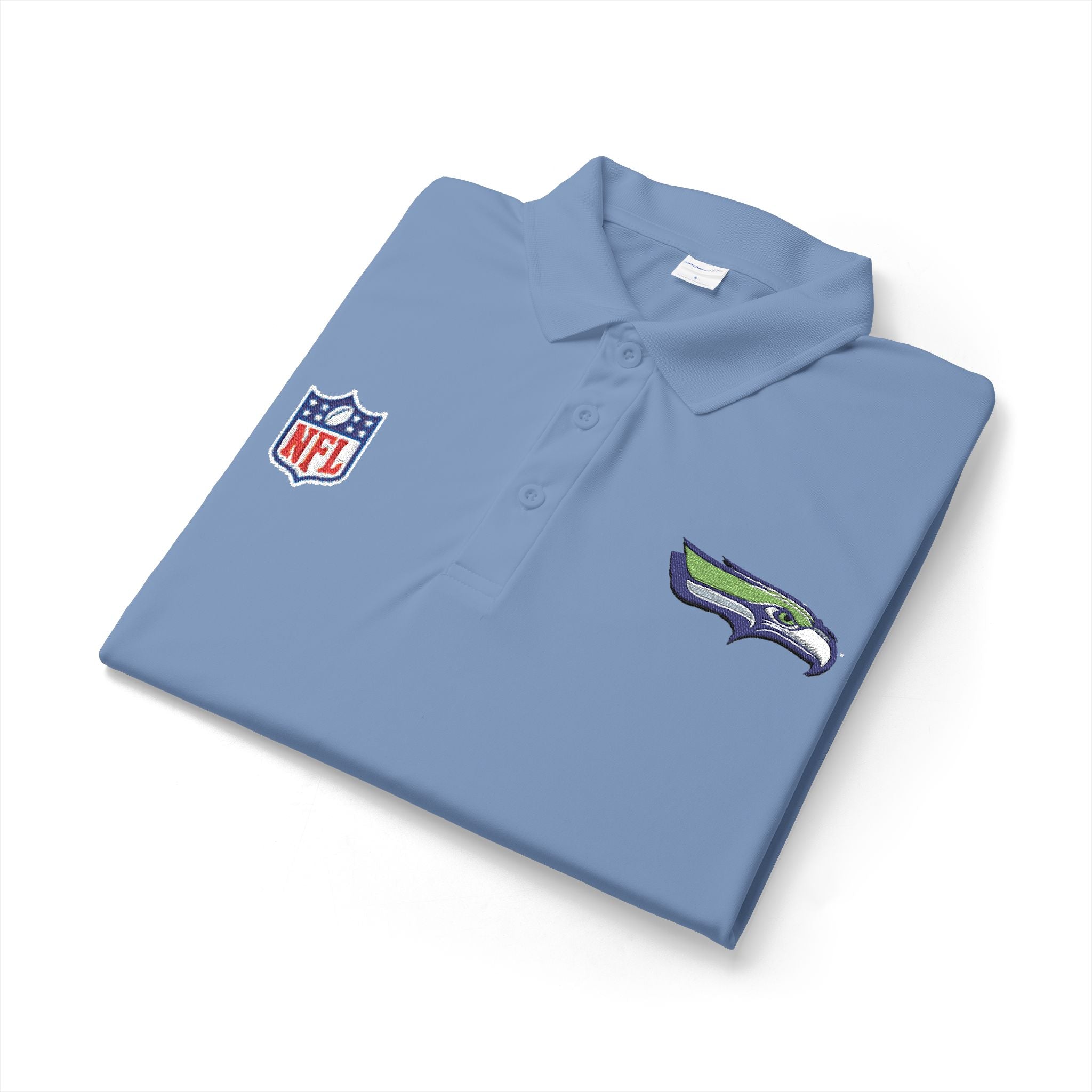 Seahawks Embroidered Polo Shirt — NFL Logo Performance Golf Polo