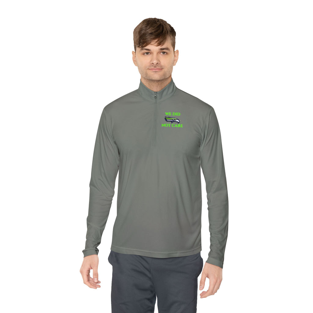 Quarter-Zip Pullover — 'We're Lovin' Life' Green Camper Graphic