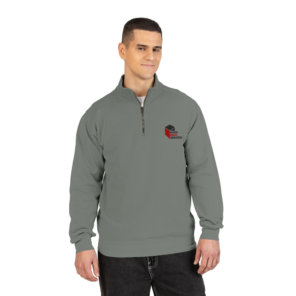 Quarter-Zip Sweatshirt — Minimal Red & Black Hex Logo