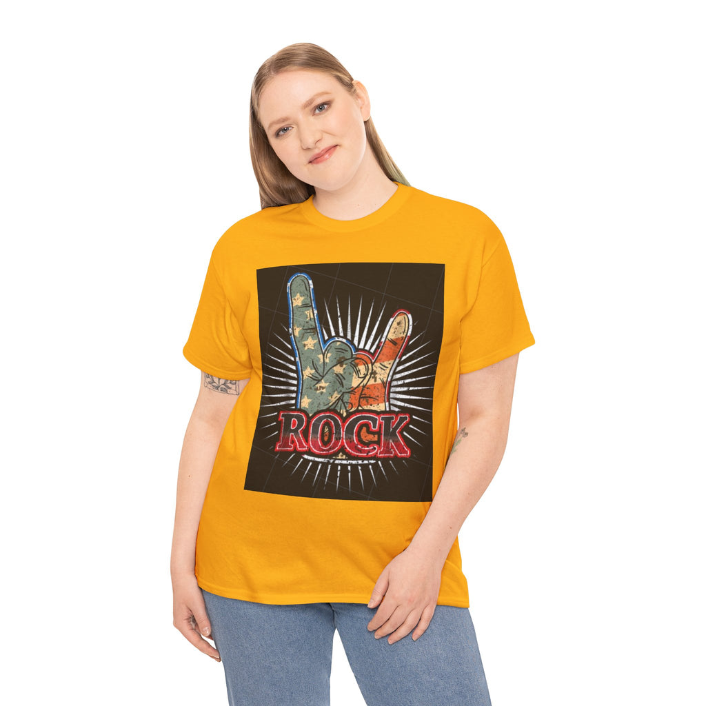 Rock Hand Graphic Tee — Vintage American Flag Rock'n'Roll T-Shirt
