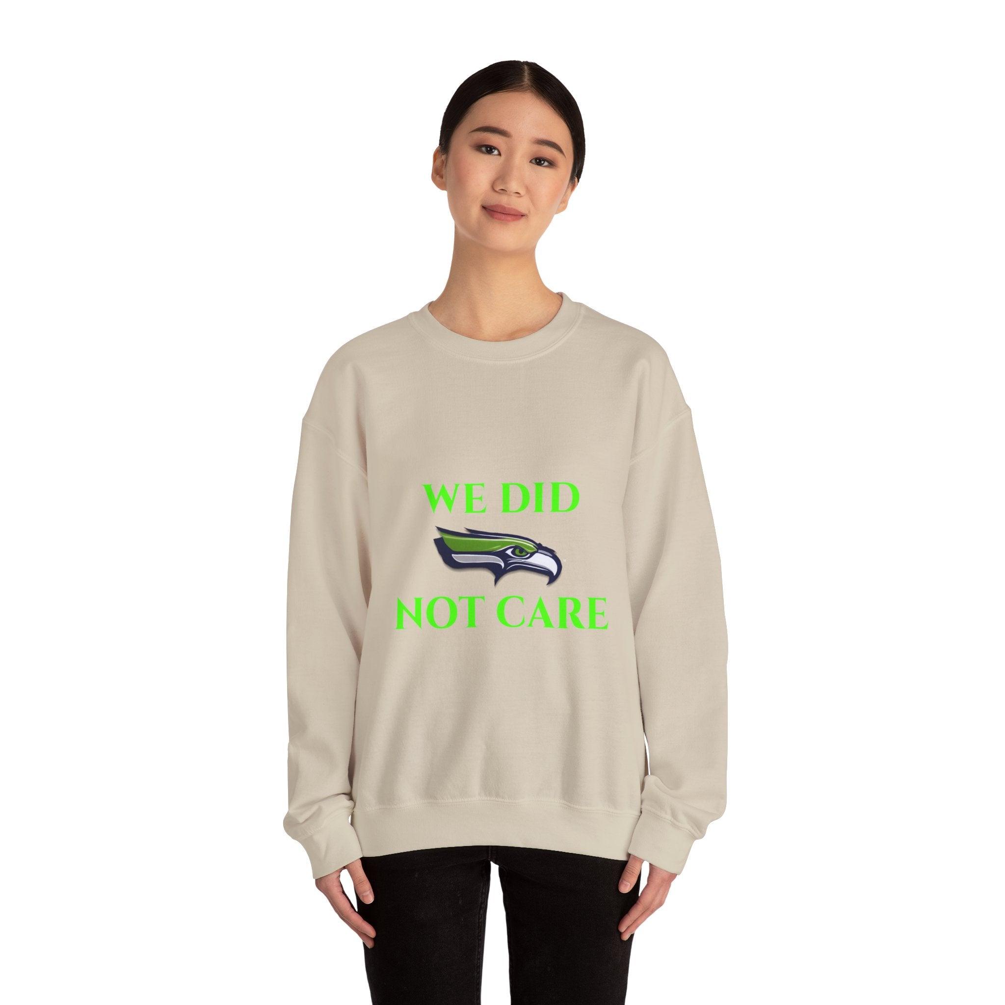 Crewneck Sweatshirt — "We Don't Care" Seahawks-Inspired Graphic