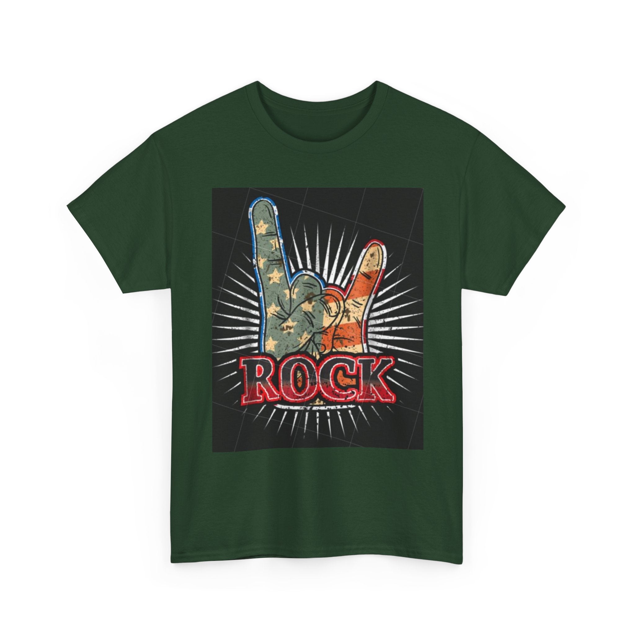 Rock Hand Graphic Tee — Vintage American Flag Rock'n'Roll T-Shirt