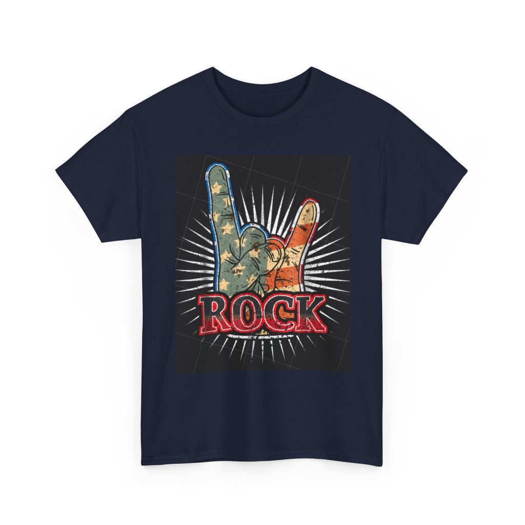 Rock Hand Graphic Tee — Vintage American Flag Rock'n'Roll T-Shirt