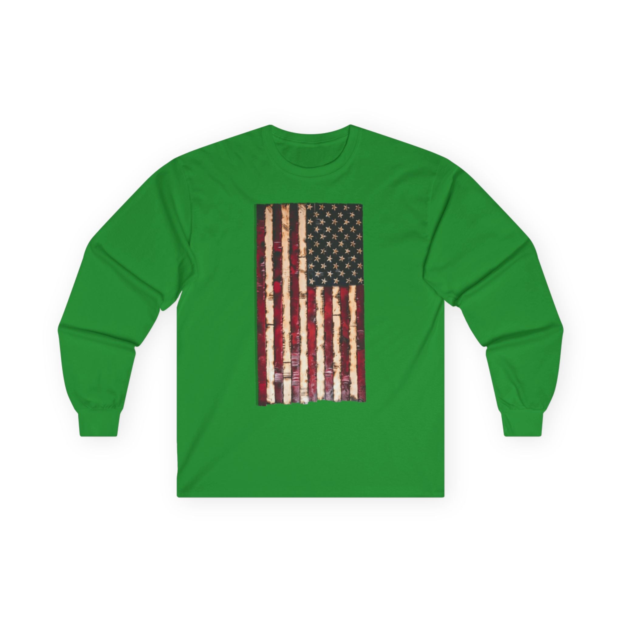 Distressed American Flag Long Sleeve Tee