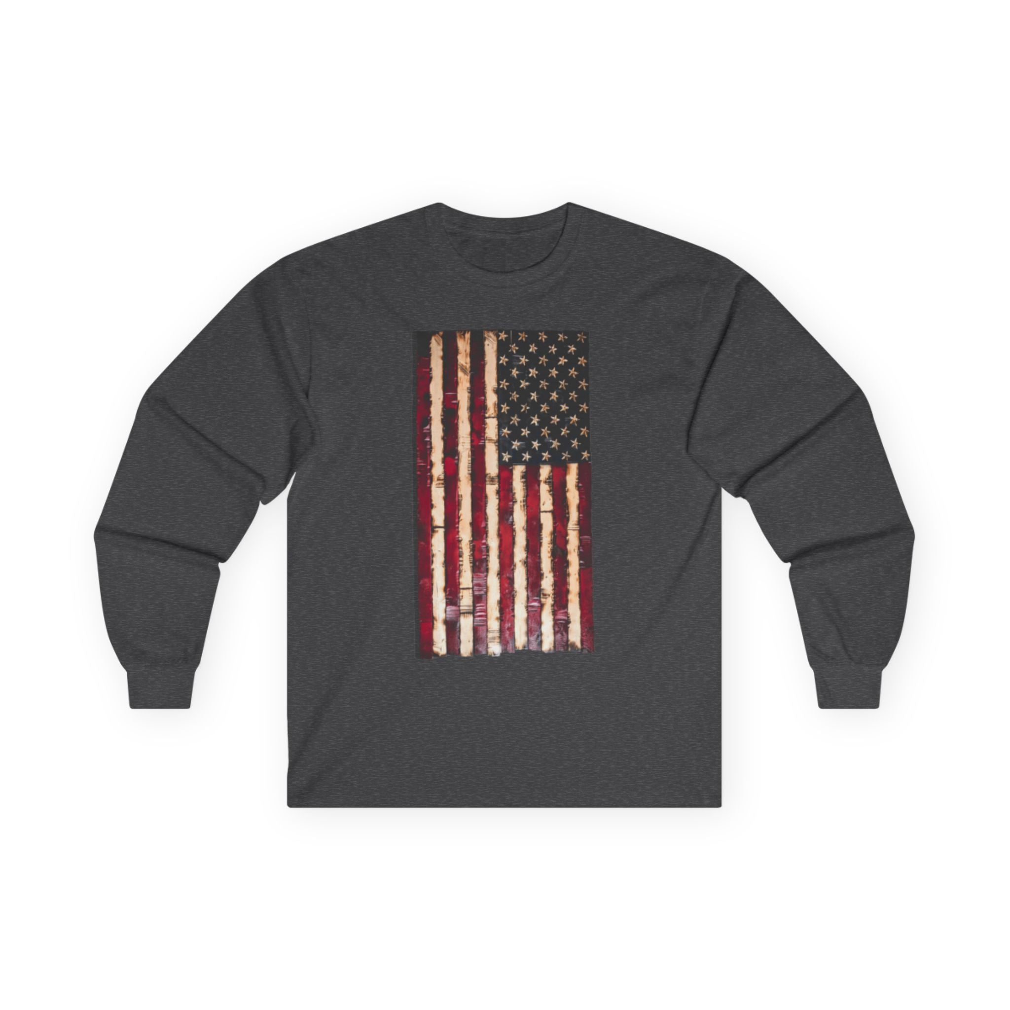Distressed American Flag Long Sleeve Tee