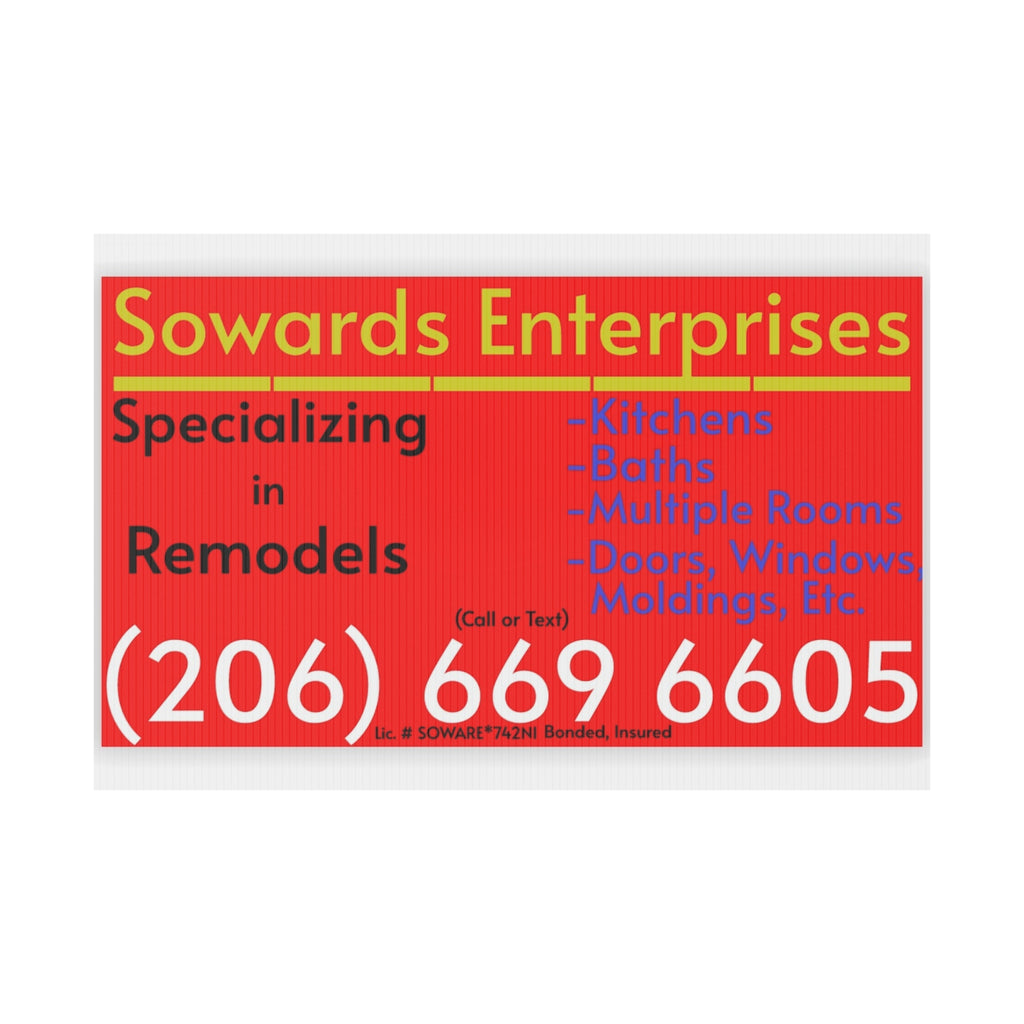 Plastic Yard Sign — Custom Business Real Estate Remodel Lawn Sign with Phone Number