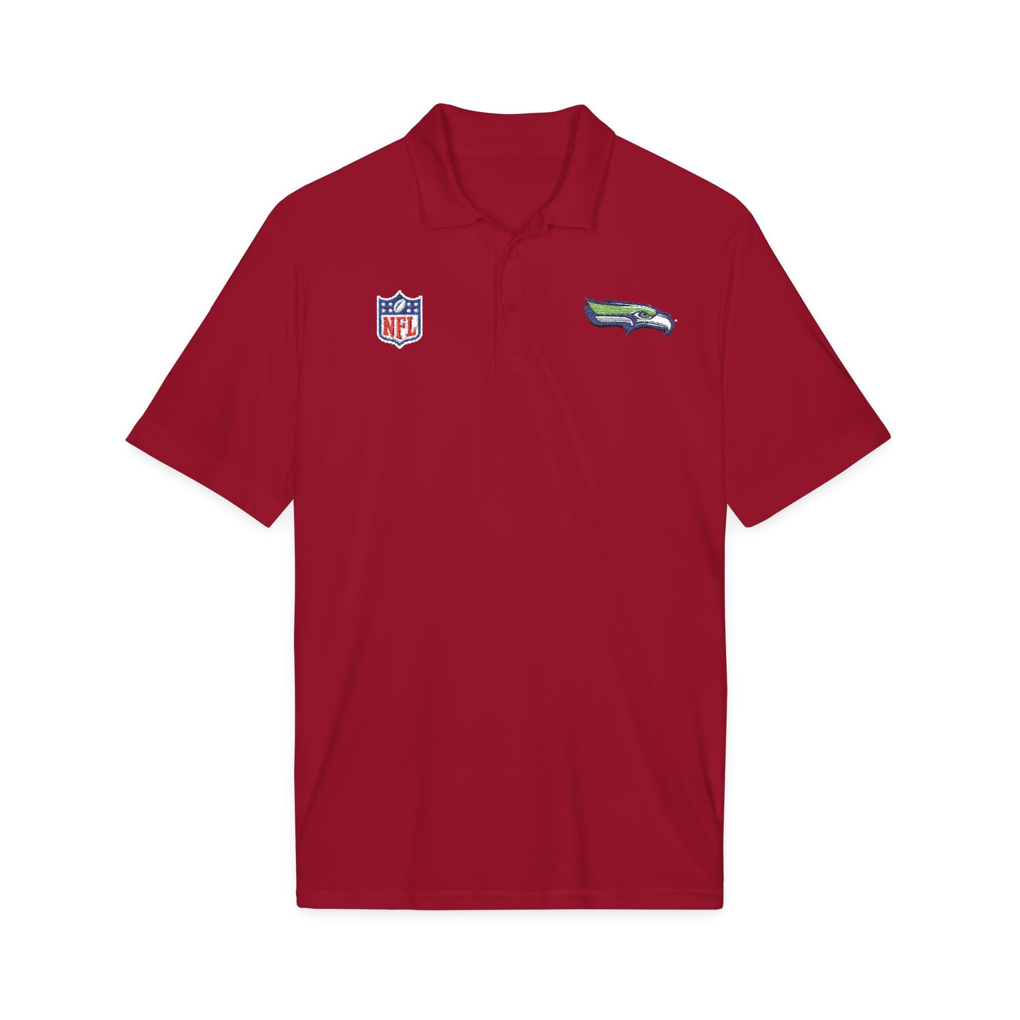 Seahawks Embroidered Polo Shirt — NFL Logo Performance Golf Polo