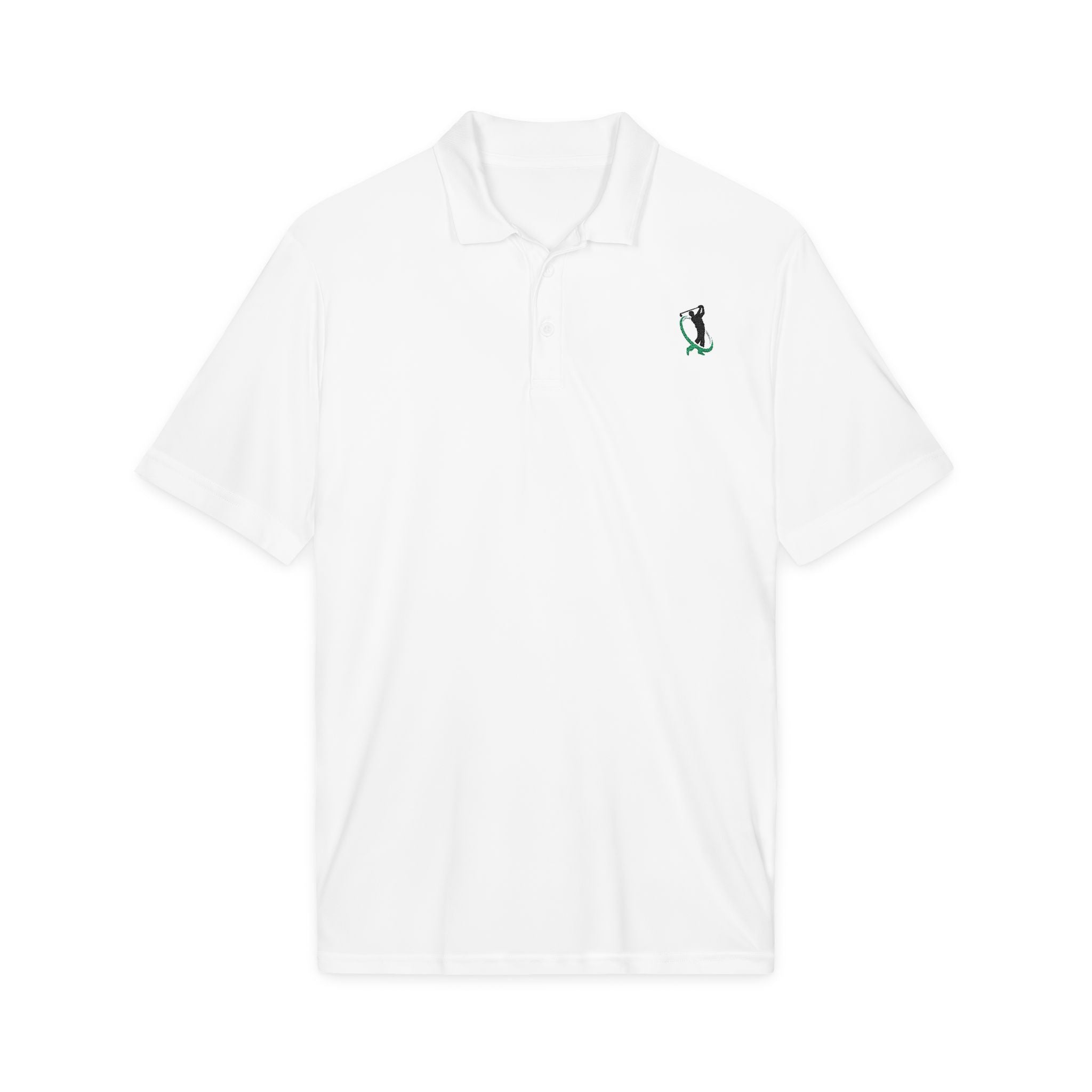 Embroidered Golf Polo Shirt — Small Golfer Logo Performance Polo