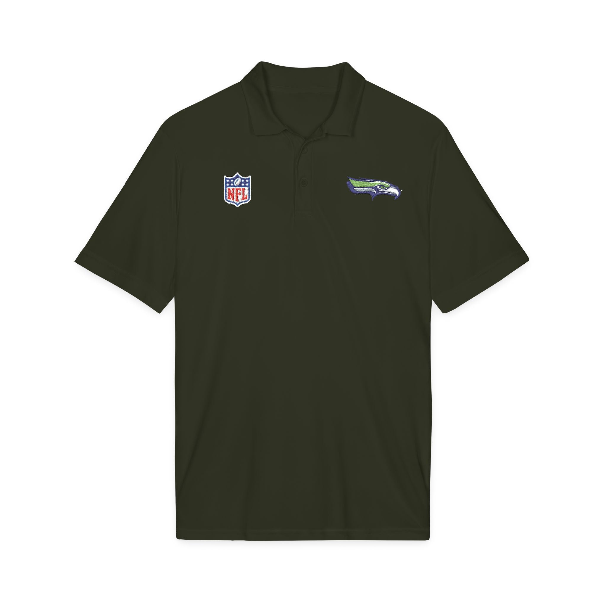 Seahawks Embroidered Polo Shirt — NFL Logo Performance Golf Polo