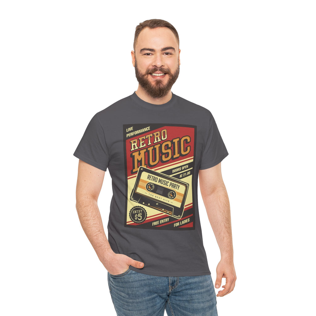 Retro Music Cassette Tee — Vintage 80s Band Poster T-Shirt