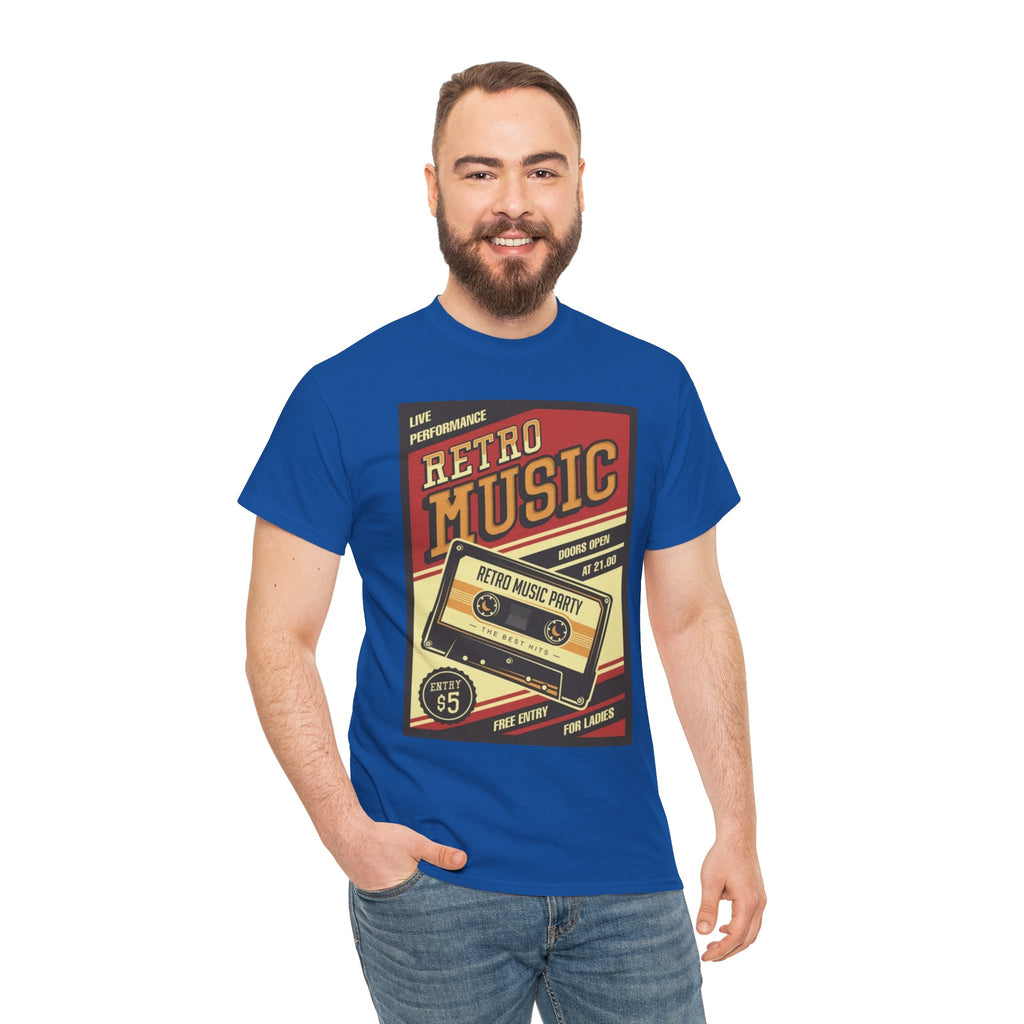 Retro Music Cassette Tee — Vintage 80s Band Poster T-Shirt