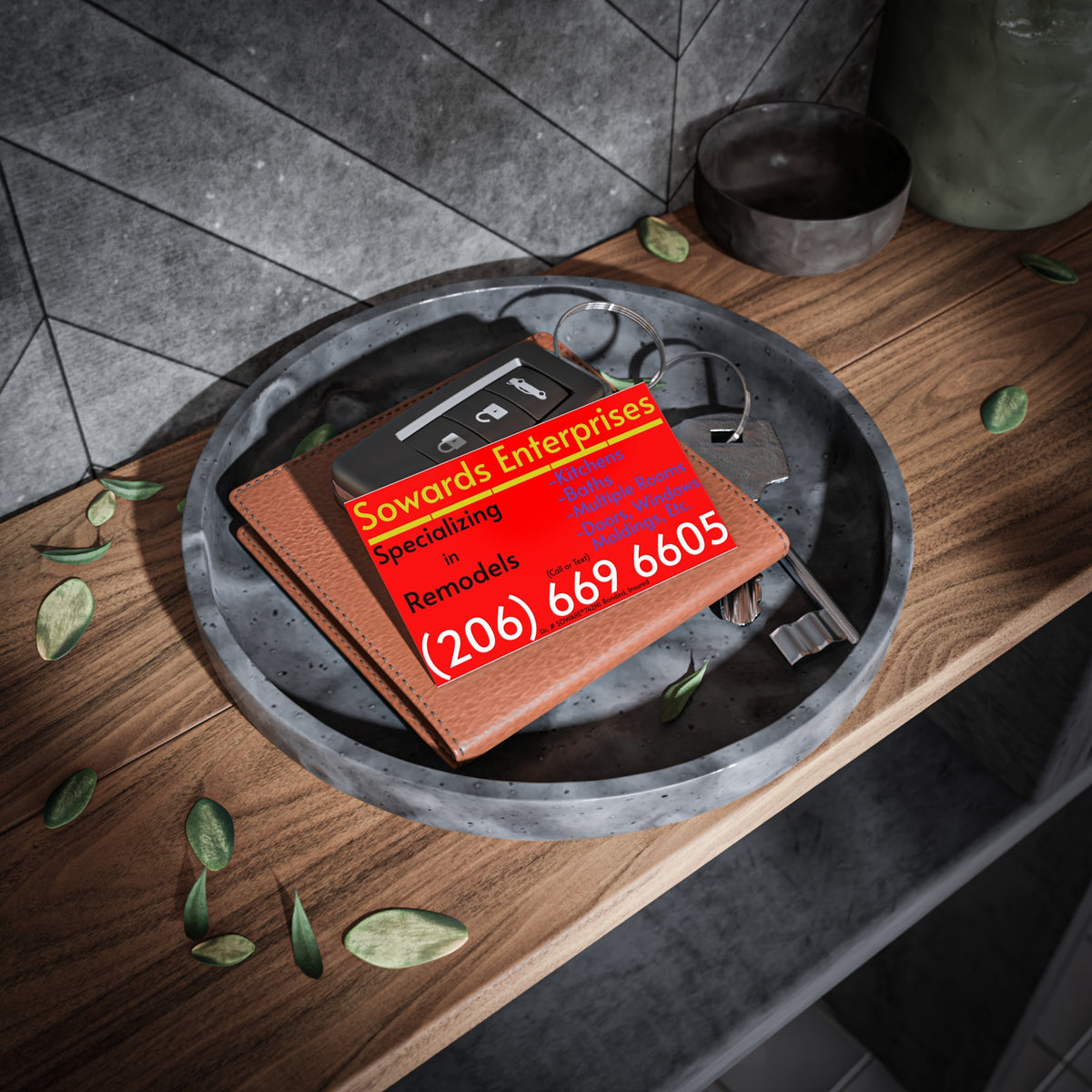 Red & Yellow Remodeling Business Cards — Sowards Enterprises (206-669-6605)