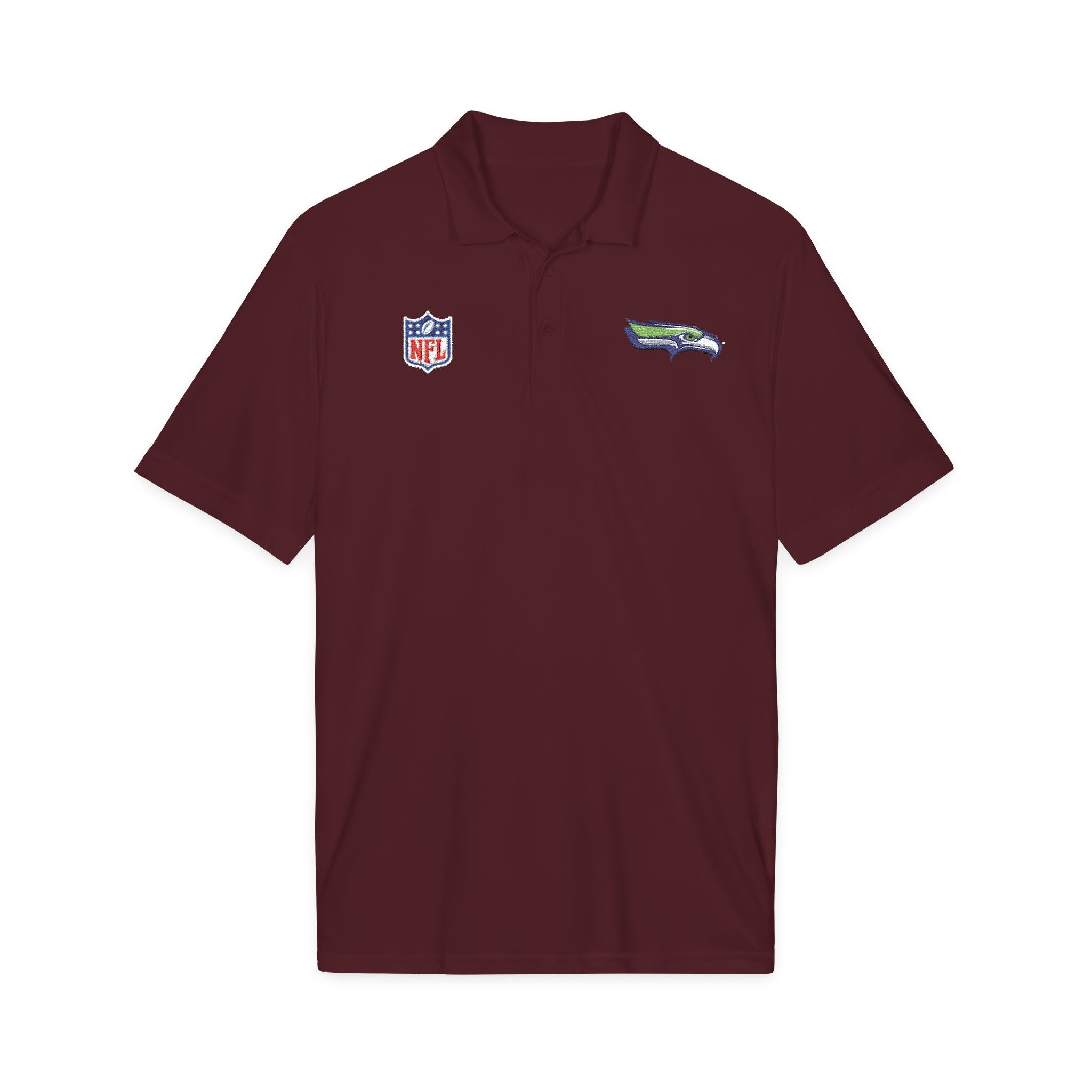 Seahawks Embroidered Polo Shirt — NFL Logo Performance Golf Polo