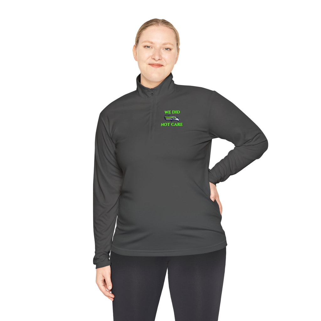 Quarter-Zip Pullover — 'We're Lovin' Life' Green Camper Graphic