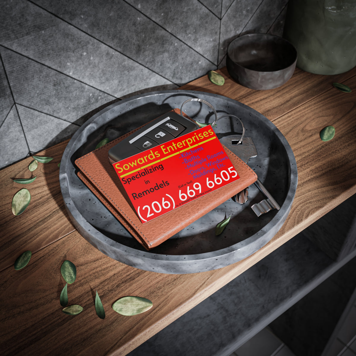 Red & Yellow Remodeling Business Cards — Sowards Enterprises (206-669-6605)