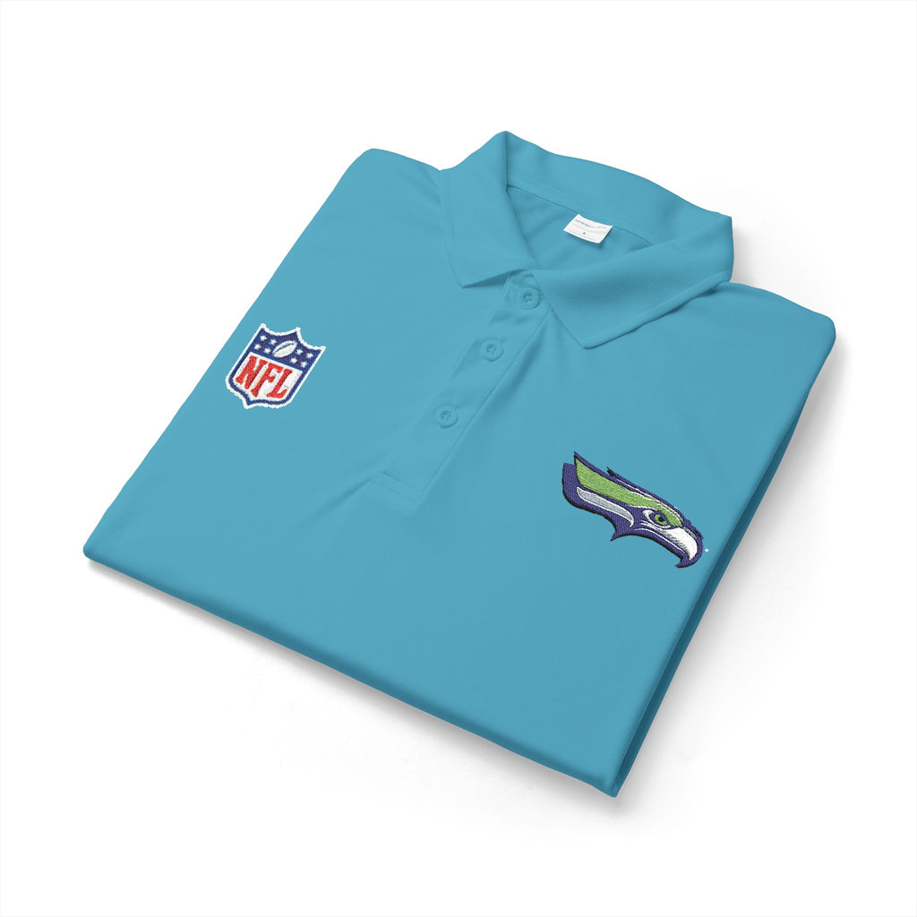 Seahawks Embroidered Polo Shirt — NFL Logo Performance Golf Polo
