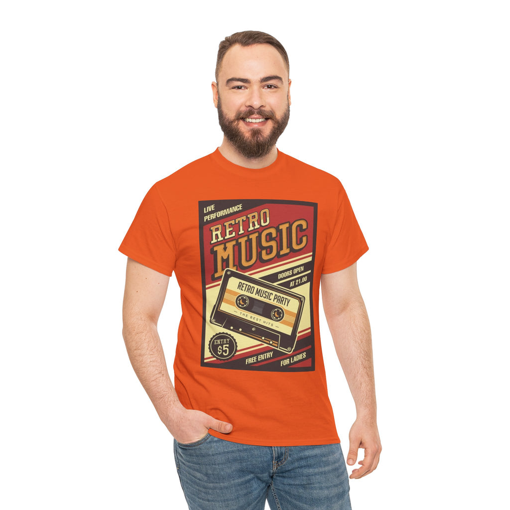 Retro Music Cassette Tee — Vintage 80s Band Poster T-Shirt