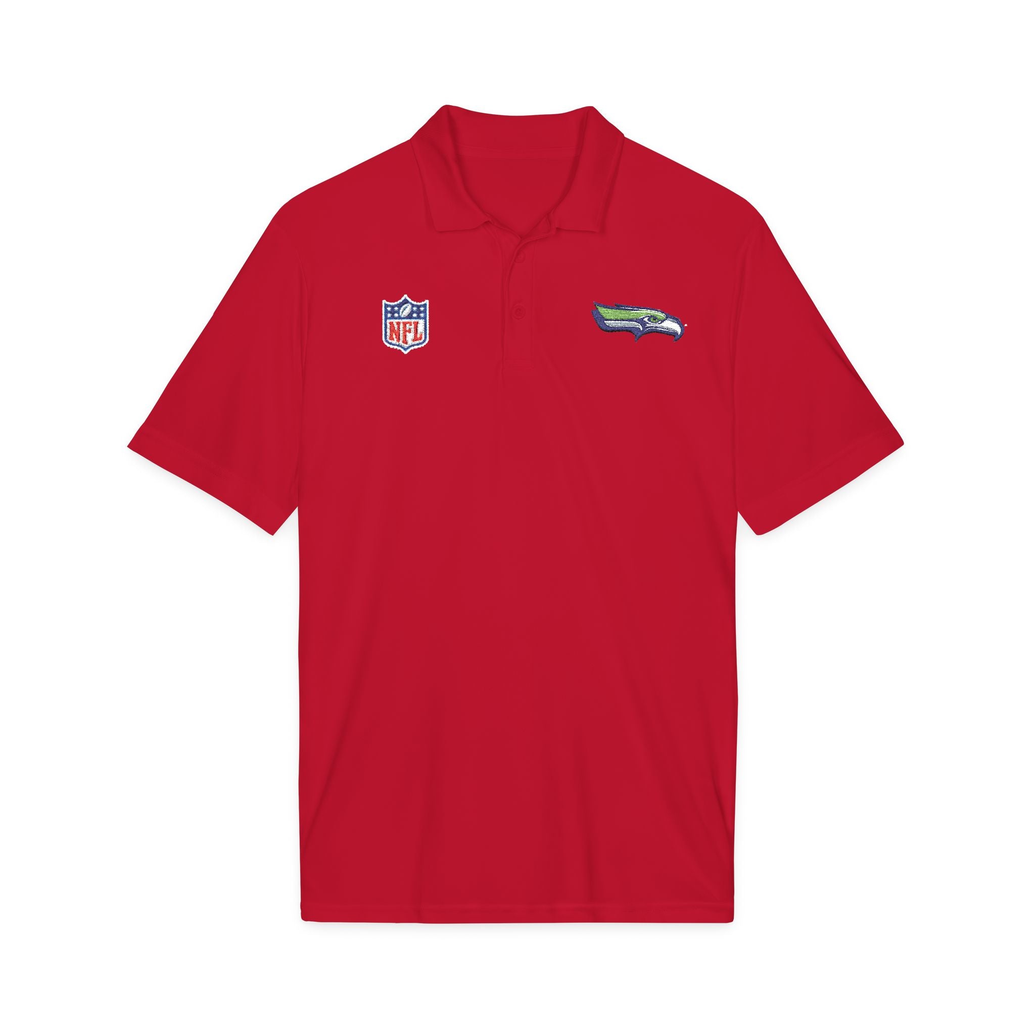 Seahawks Embroidered Polo Shirt — NFL Logo Performance Golf Polo