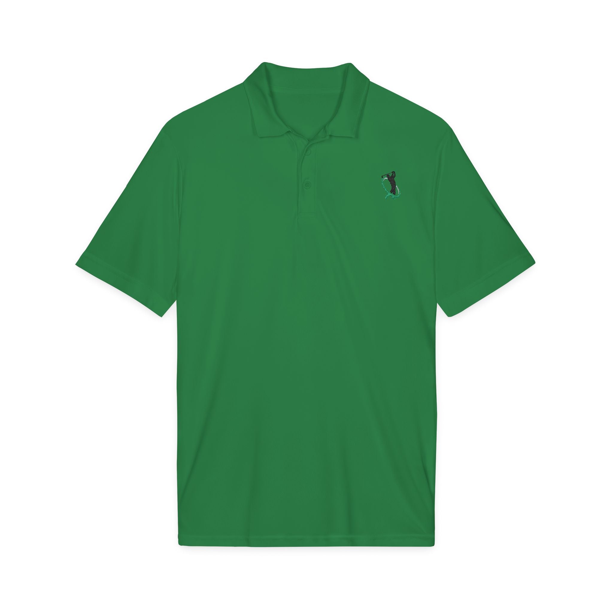 Embroidered Golf Polo Shirt — Small Golfer Logo Performance Polo