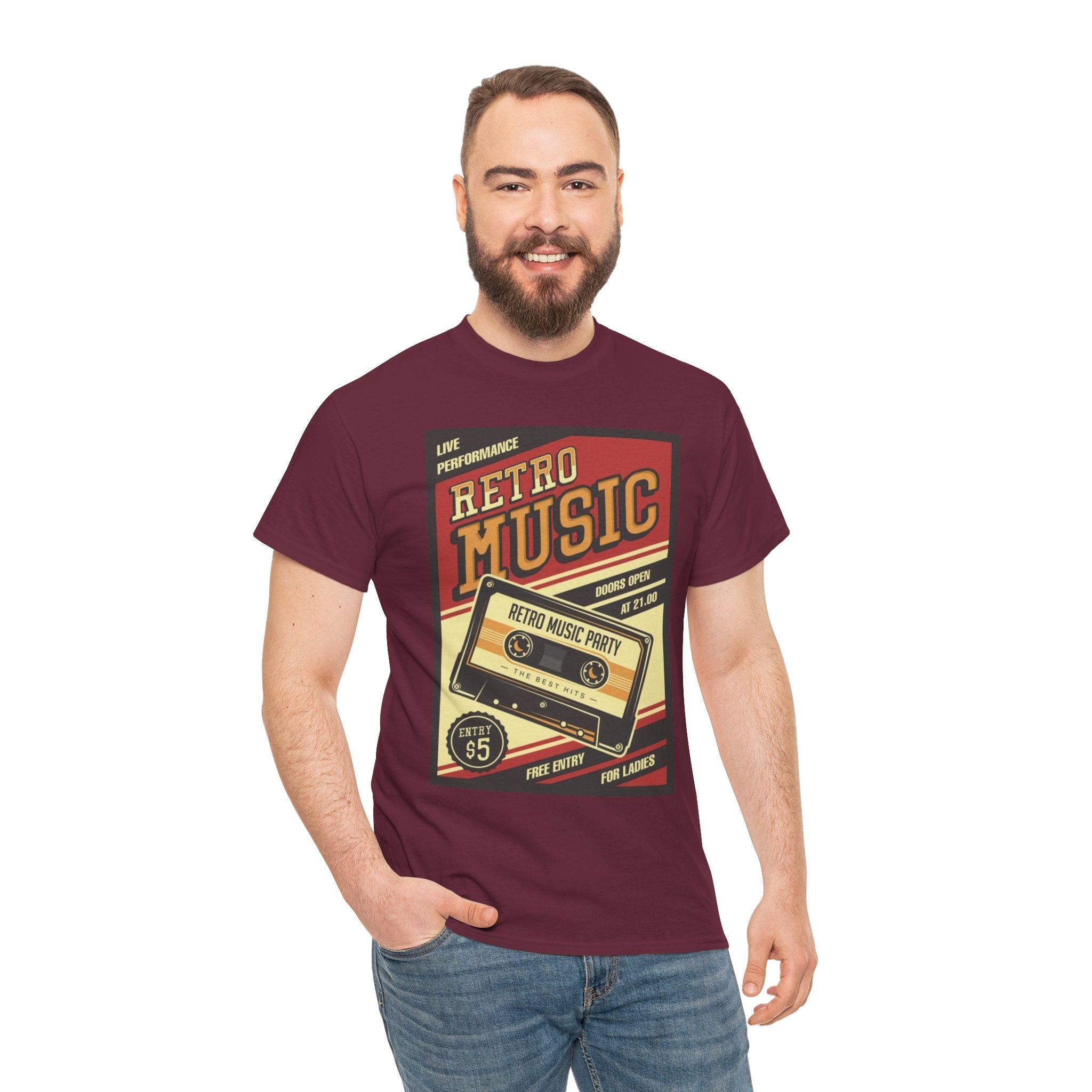 Retro Music Cassette Tee — Vintage 80s Band Poster T-Shirt
