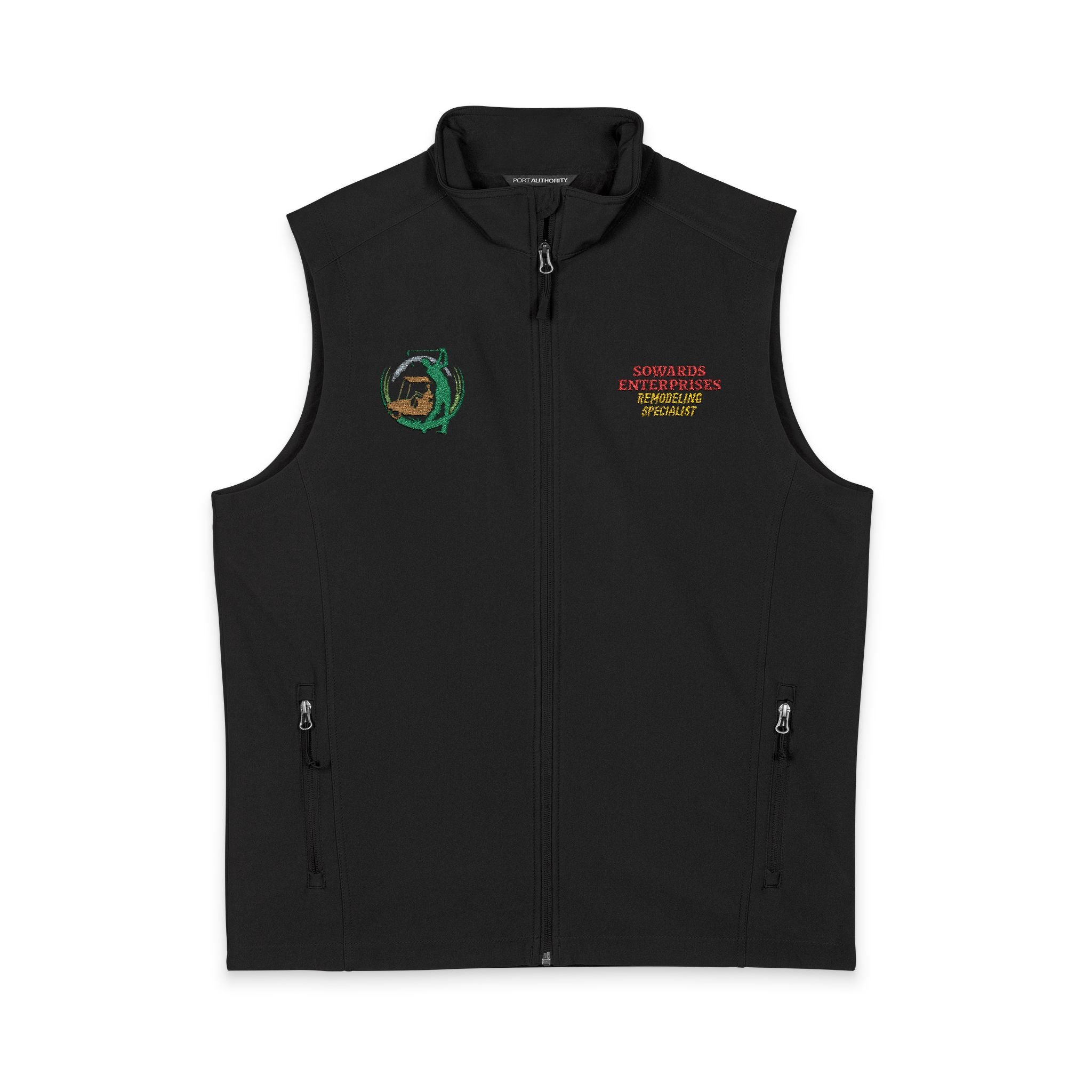 Mens Soft Shell Vest — Tropical Floral Patch Embroidered Chest