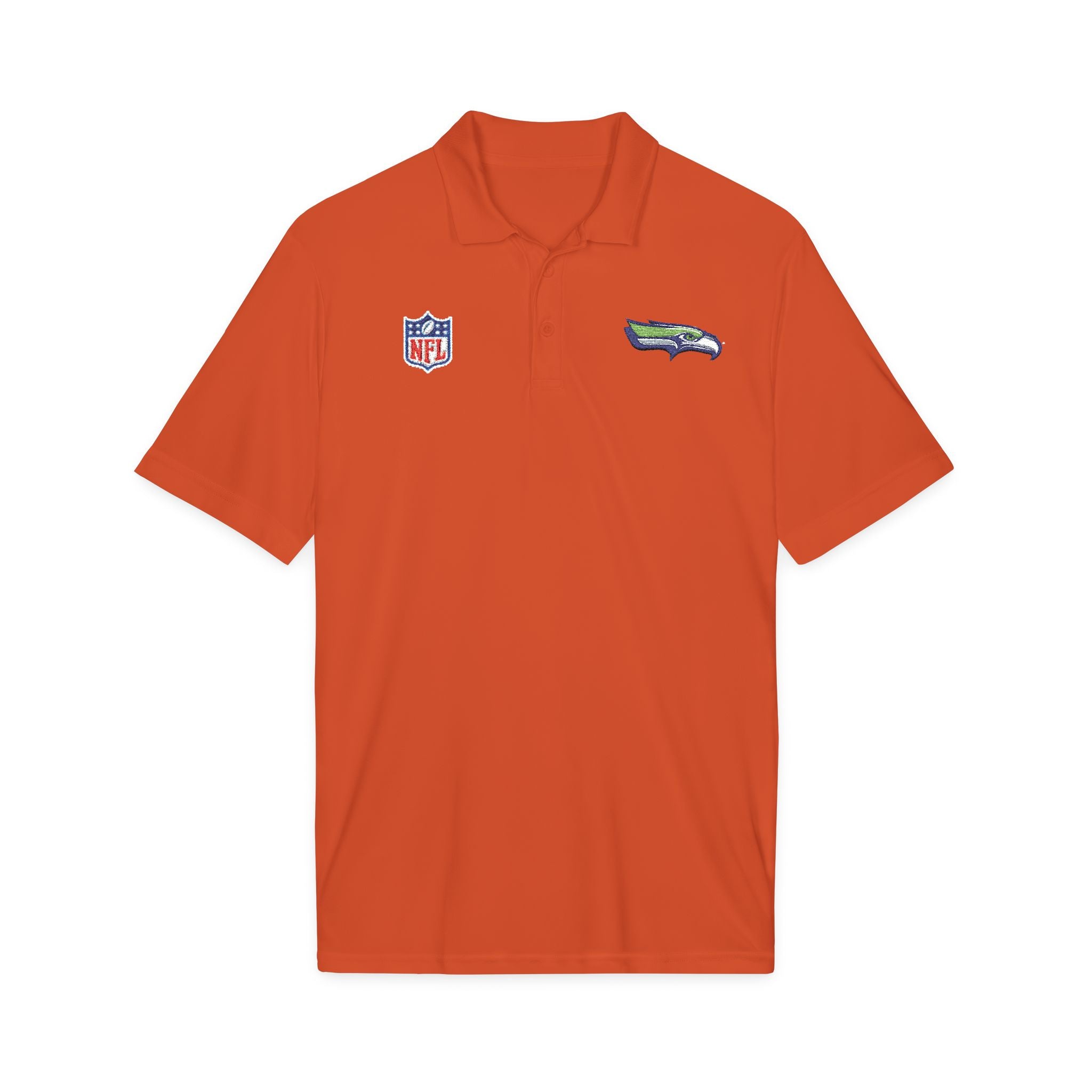Seahawks Embroidered Polo Shirt — NFL Logo Performance Golf Polo