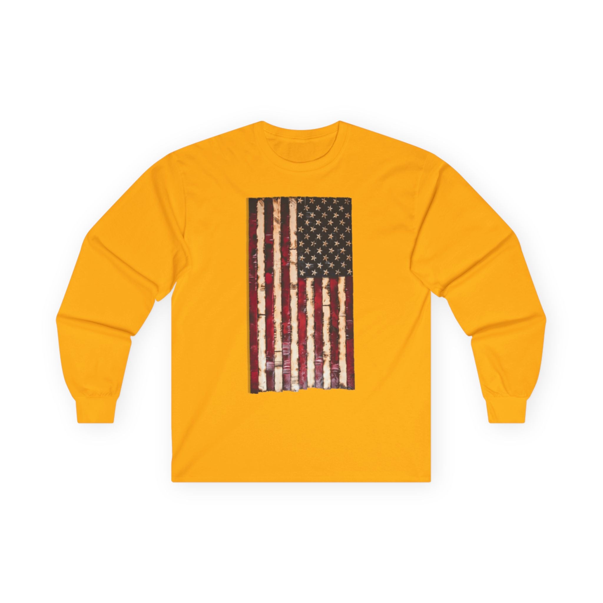 Distressed American Flag Long Sleeve Tee